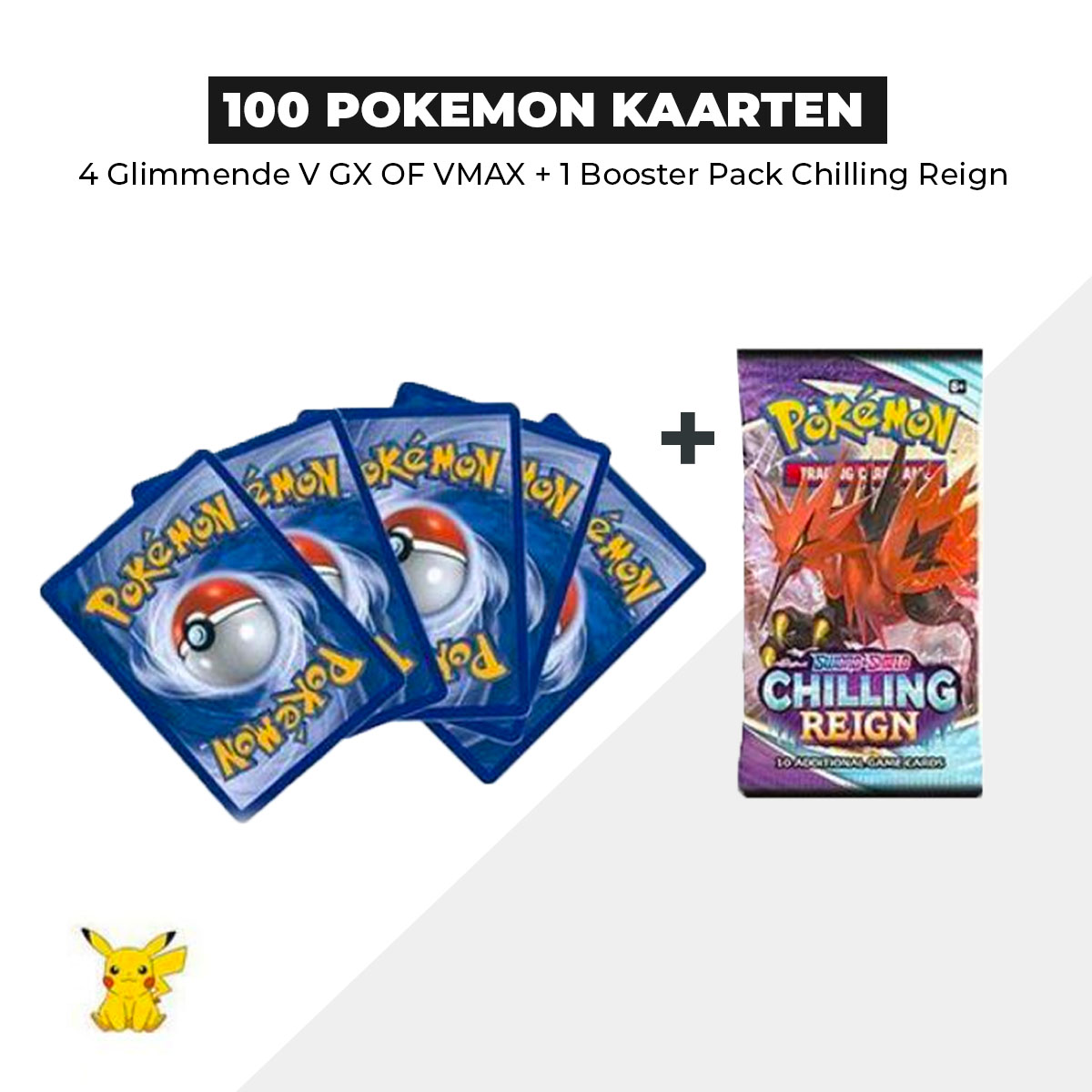 100 Pokémon Kaarten Bundel + 1 Chilling Reign Booster pack